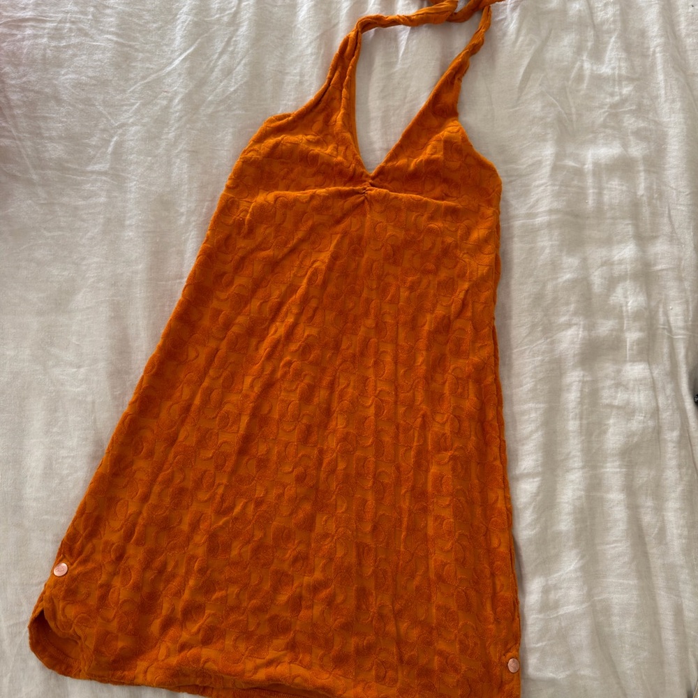 Alma Deia Orange Halter Knit Sundress
